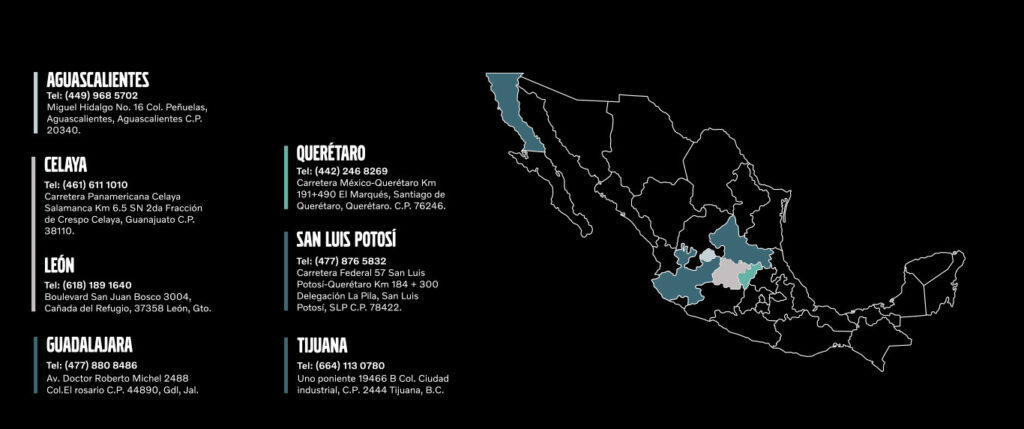 Volvo Aguascalientes, Volvo Celaya, Volvo Guadalajara, Volvo León, Volvo Querétaro, Volvo San Luis Potosí, Volvo Tijuana