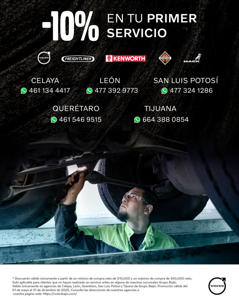 10% de descuento en tu primer servicio en nuestro taller para camiones Freigtliner, Kenwor, Volvo Trucks, Mack, International Trucks, reparaciones a motor Cummins